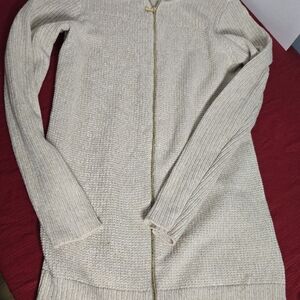 Calvin Klein Beige Knit Cardigan with Gold Zip